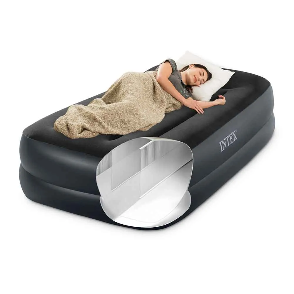 加大單人連枕露營充氣床墊連內置泵 220-240V Twin Pillow Rest Raised Airbed With Fiber-Tech Bip