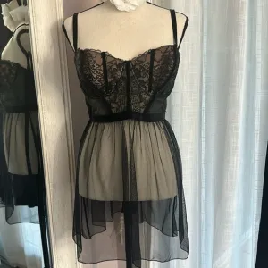 💗 Adore Me sexy black bodice sheer chemise 38D NWOT supportive nightgown