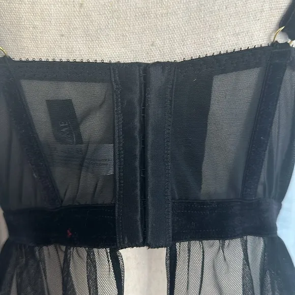 💗 Adore Me sexy black bodice sheer chemise 38D NWOT supportive nightgown
