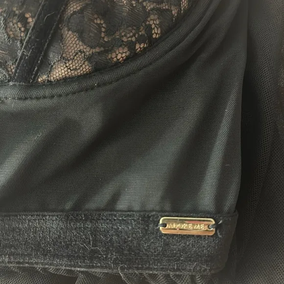 💗 Adore Me sexy black bodice sheer chemise 38D NWOT supportive nightgown