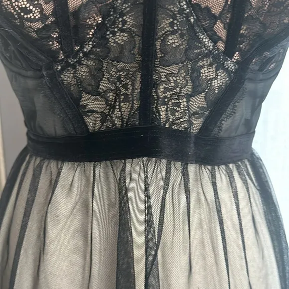 💗 Adore Me sexy black bodice sheer chemise 38D NWOT supportive nightgown