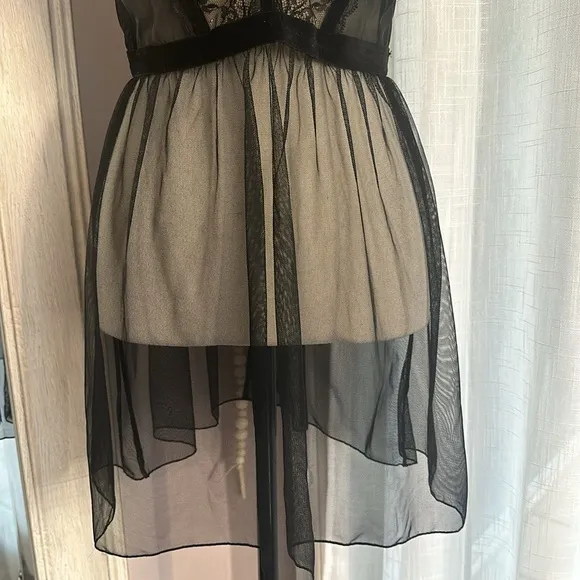 💗 Adore Me sexy black bodice sheer chemise 38D NWOT supportive nightgown