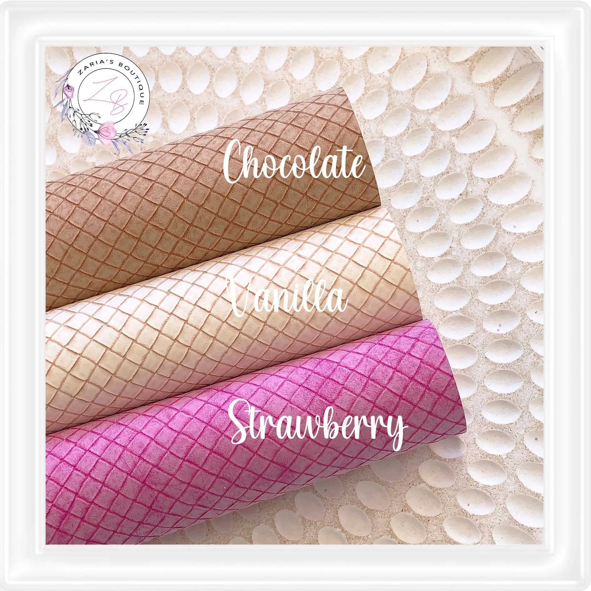 ⋅ Waffle Cone ⋅ Textured Vegan Faux Leather ⋅ Chocolate Vanilla Strawberry ⋅