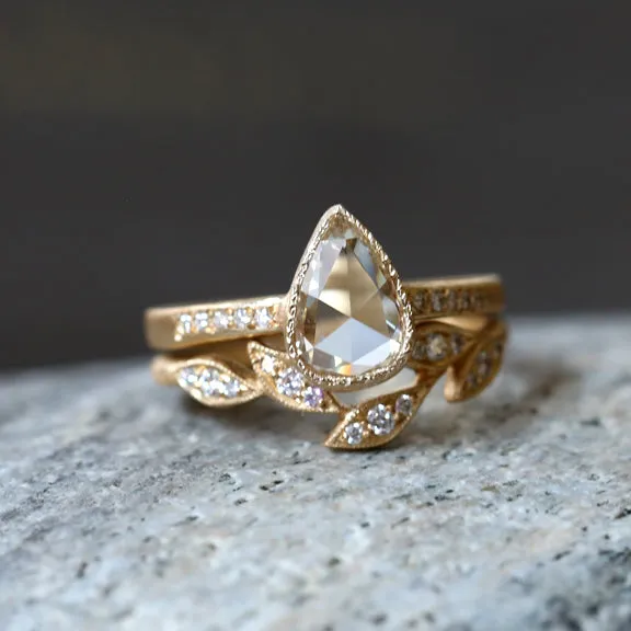 0.98ct light champagne rose cut diamond ring