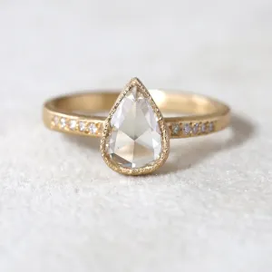 0.98ct light champagne rose cut diamond ring