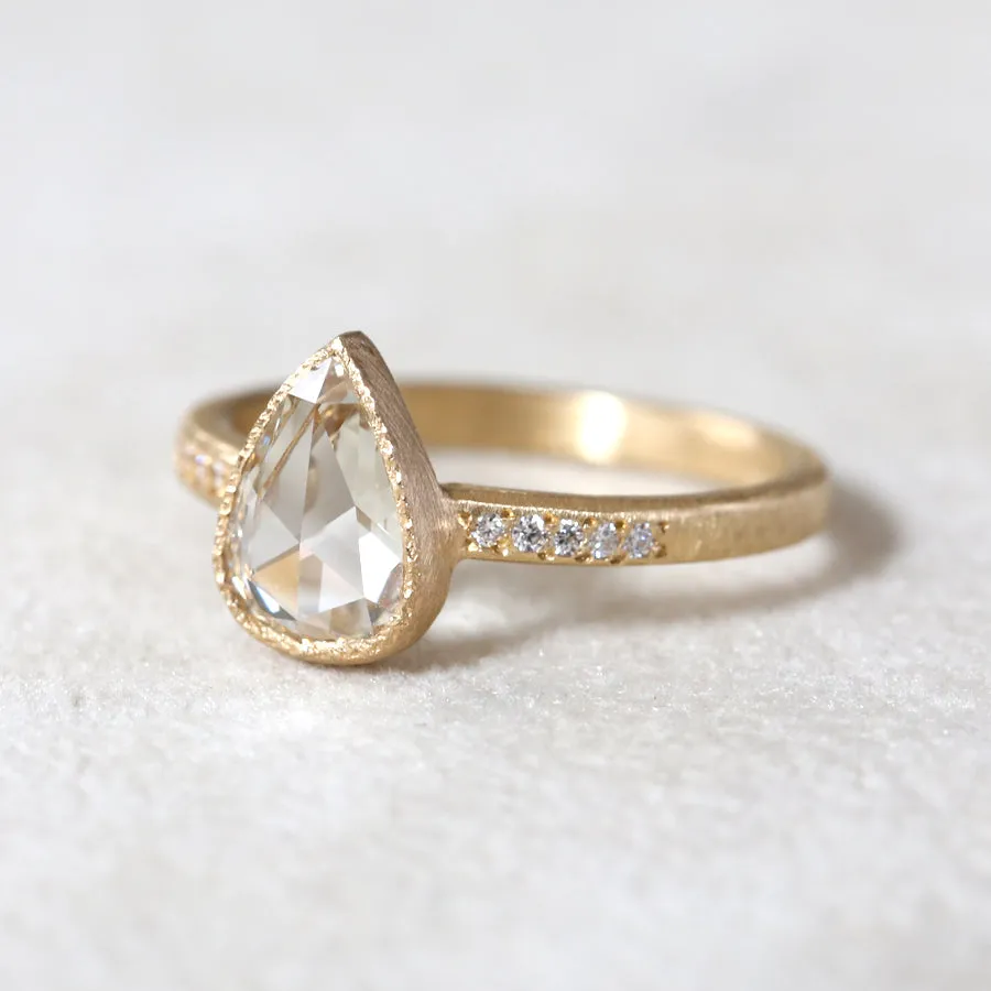 0.98ct light champagne rose cut diamond ring