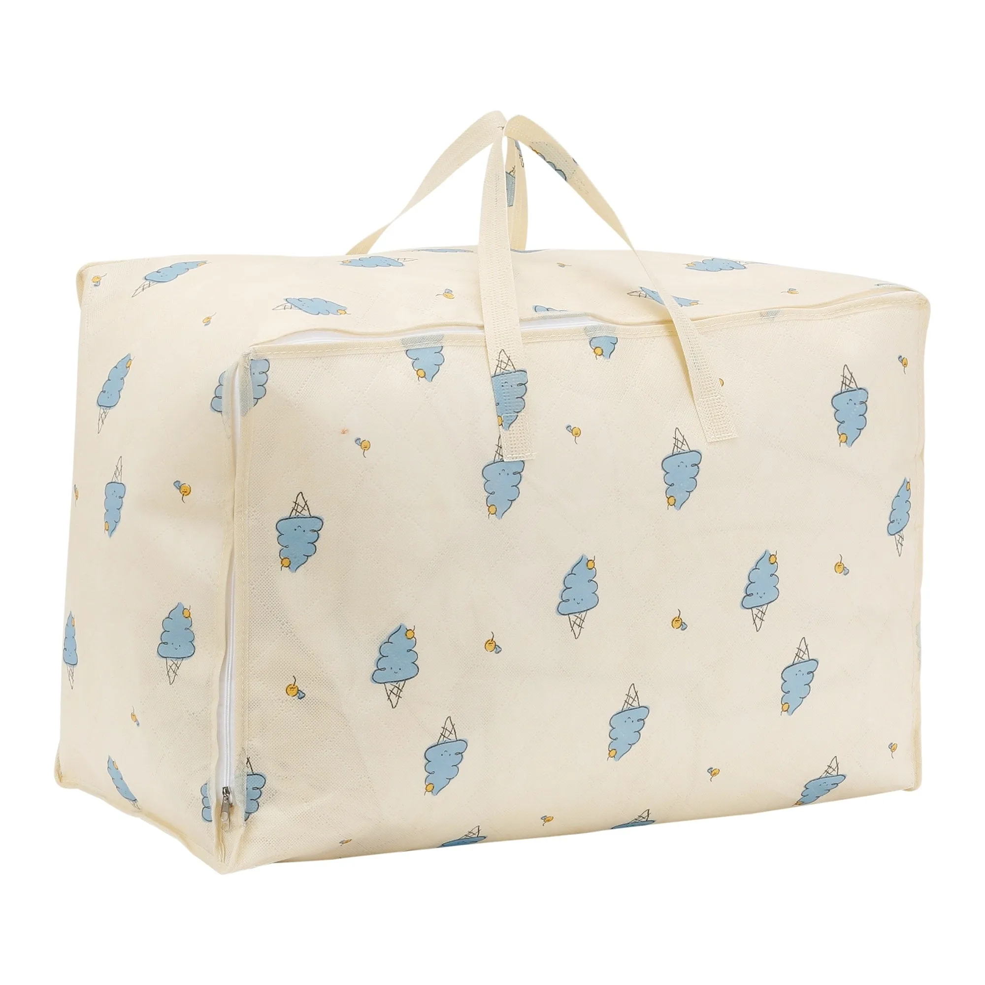 1 Pack Clothes Storage, Storage Bags, Foldable Moving Bags for Organizing, Closet Organizers, and Storage with Handles Beige