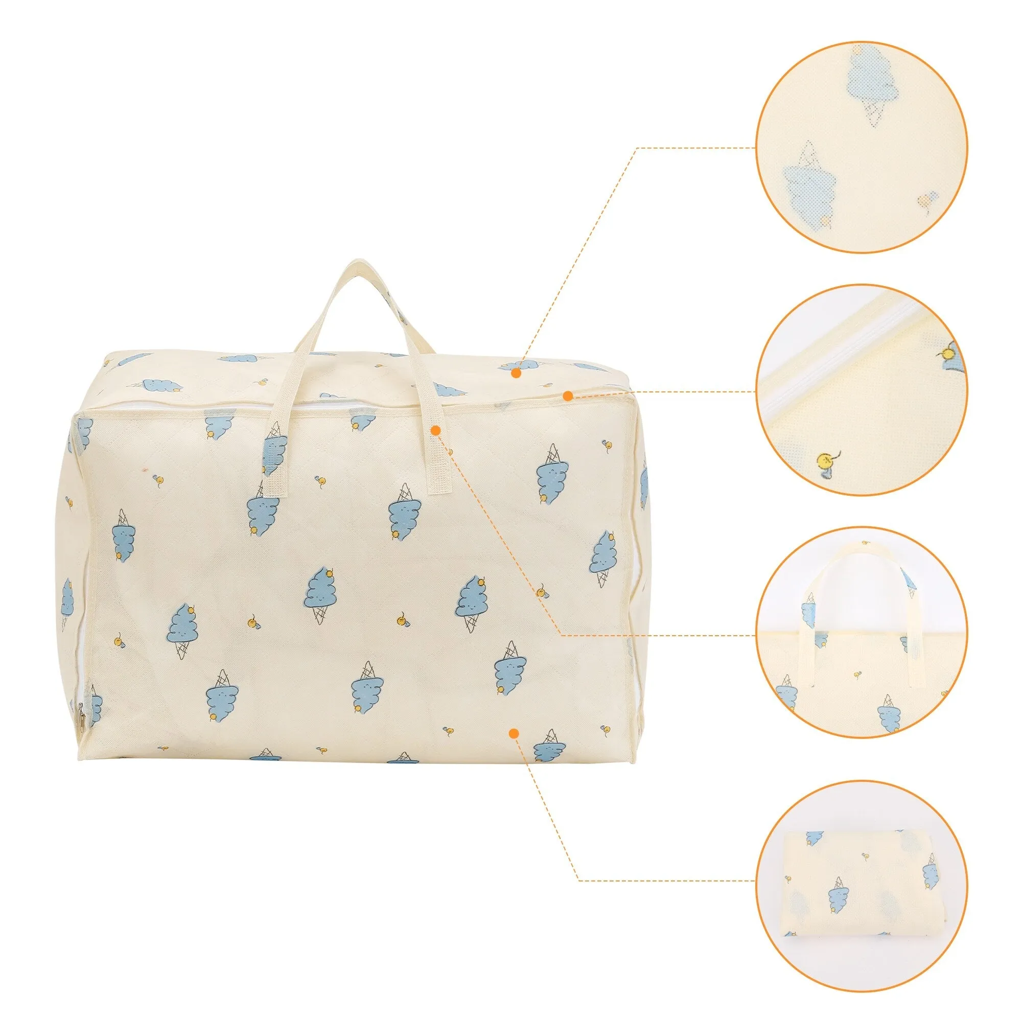 1 Pack Clothes Storage, Storage Bags, Foldable Moving Bags for Organizing, Closet Organizers, and Storage with Handles Beige