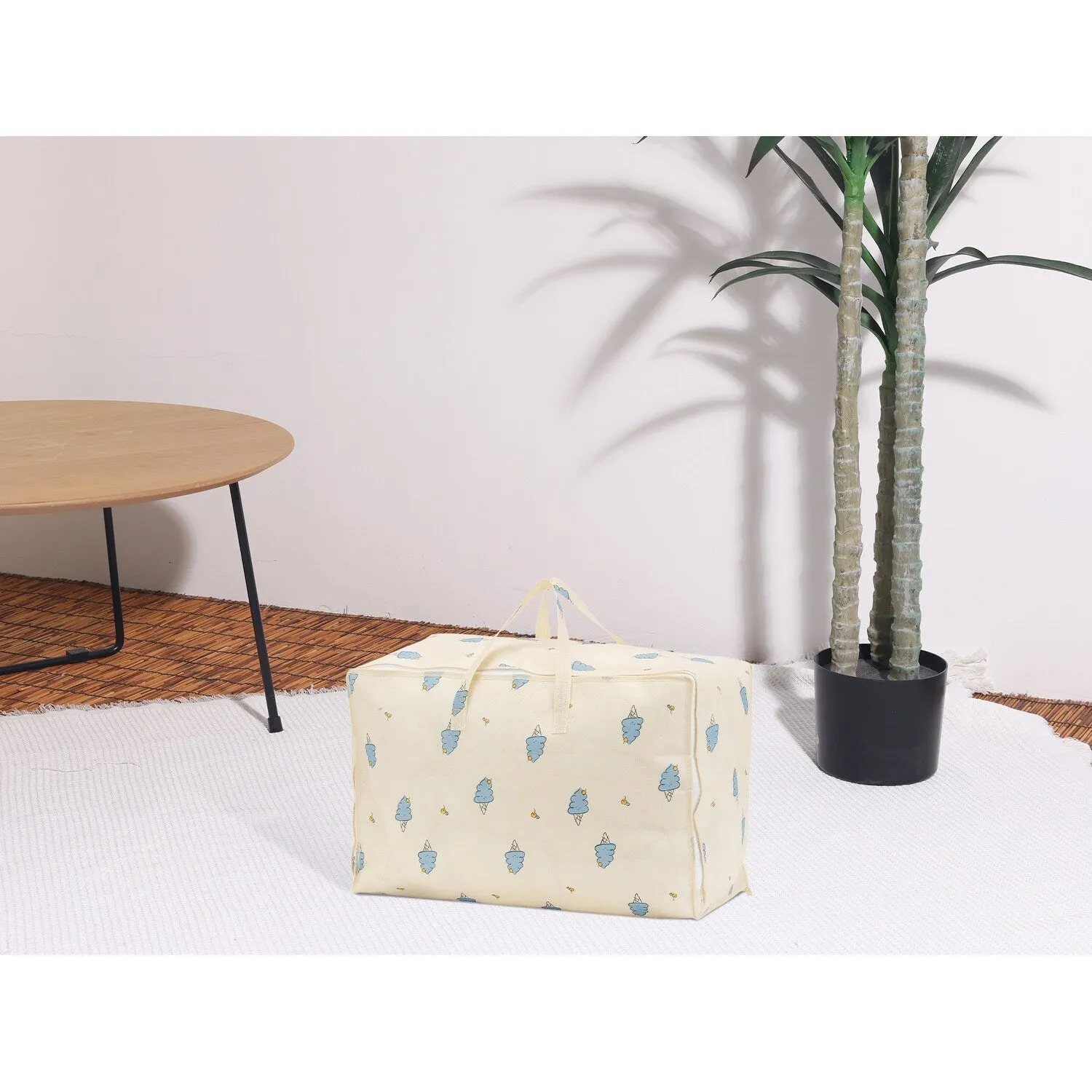 1 Pack Clothes Storage, Storage Bags, Foldable Moving Bags for Organizing, Closet Organizers, and Storage with Handles Beige
