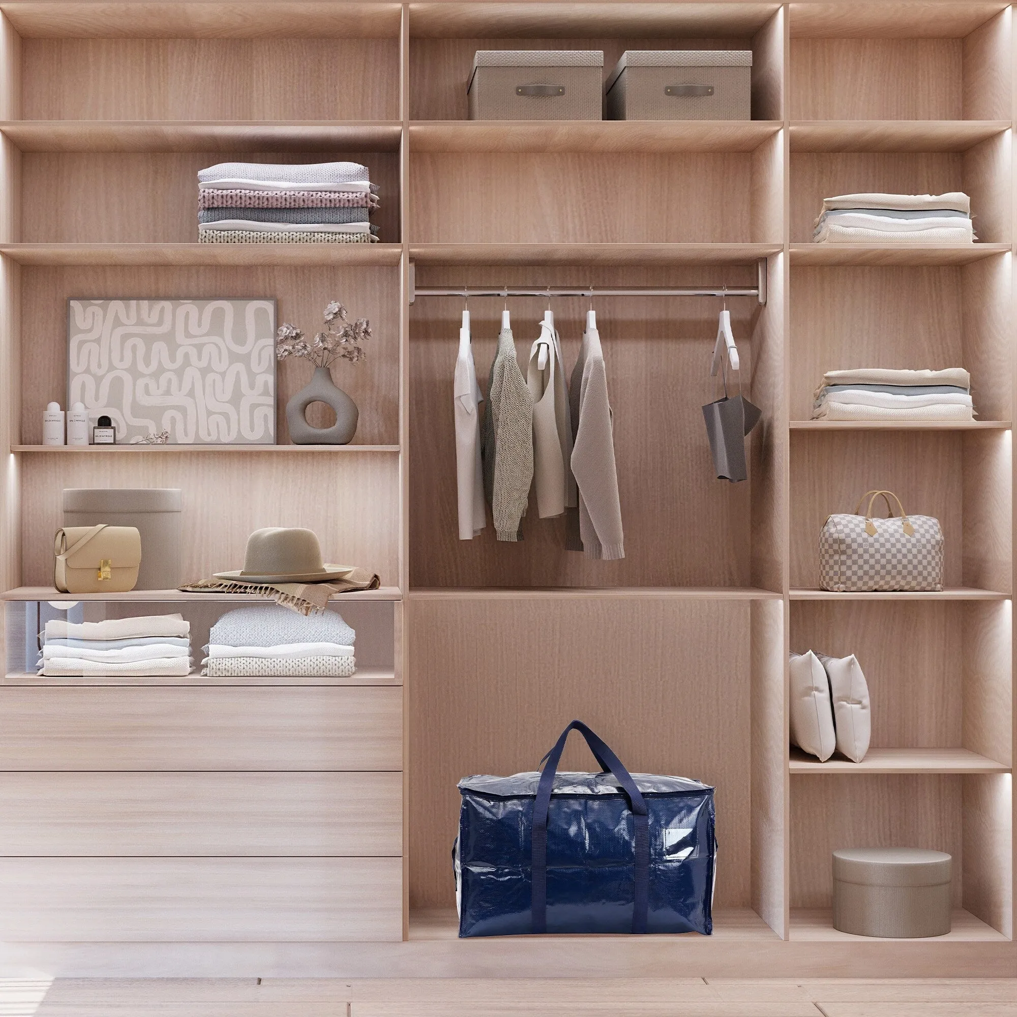 1 Pcs Clothes Storage Bags with Handles, Moving Bags for Organizing Clothing, Comforters, Closet Organizers and Storage