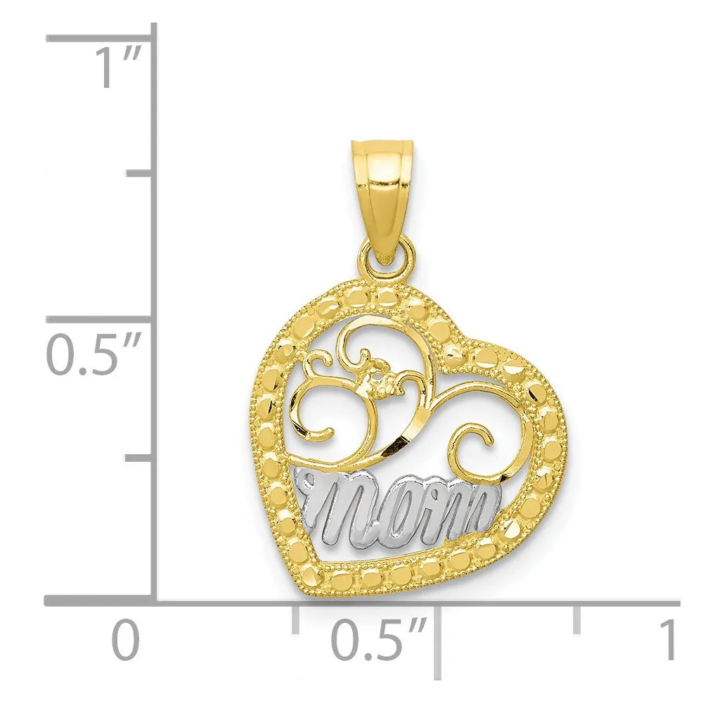 10K & Rhodium MOM Heart Charm