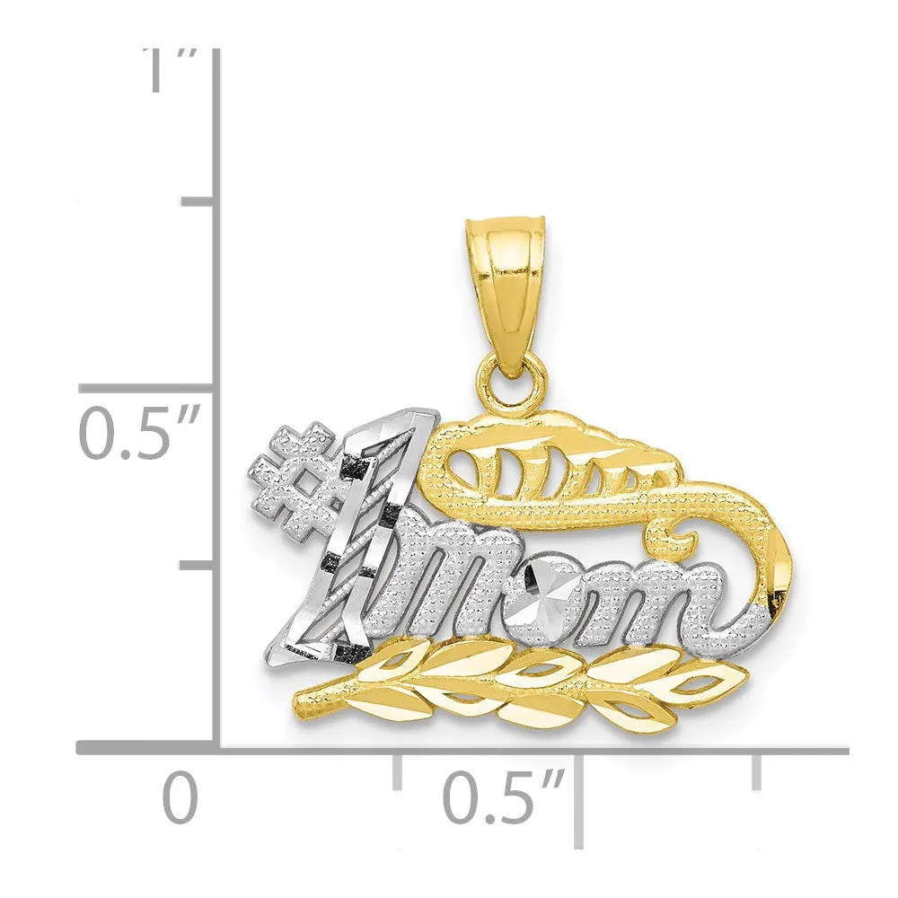 10K w/Rhodium #1 MOM Charm