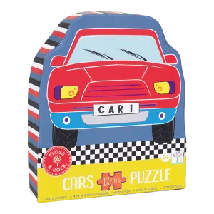 12 Piece Shaped Jigsaw in Shaped Box - Cars