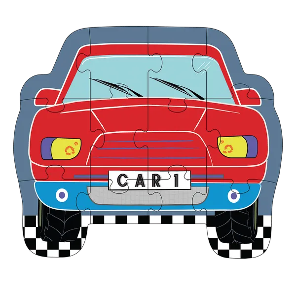 12 Piece Shaped Jigsaw in Shaped Box - Cars