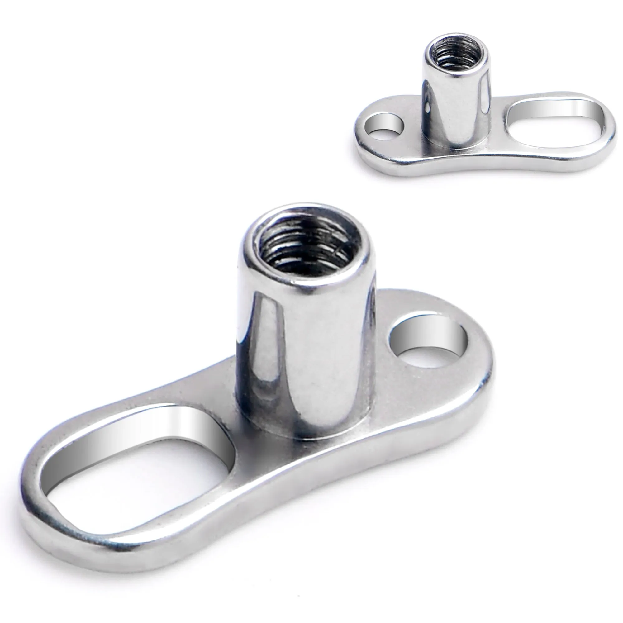 14 Gauge 2.5mm Rise 2 Hole Implant Grade Titanium Dermal Anchor Base