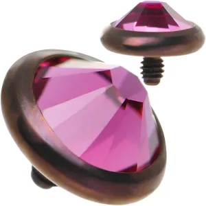14 Gauge 5mm Pink Gem Bronze Anodized Titanium Dermal Top