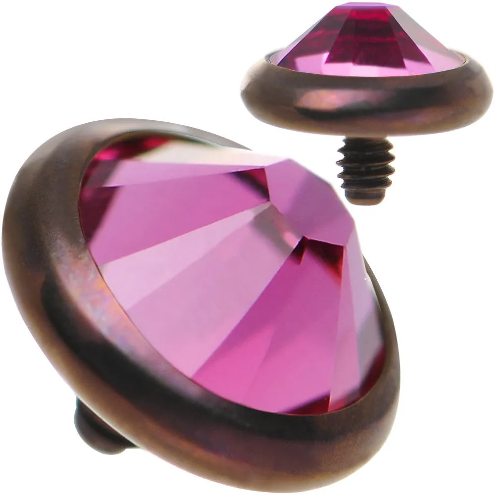 14 Gauge 5mm Pink Gem Bronze Anodized Titanium Dermal Top