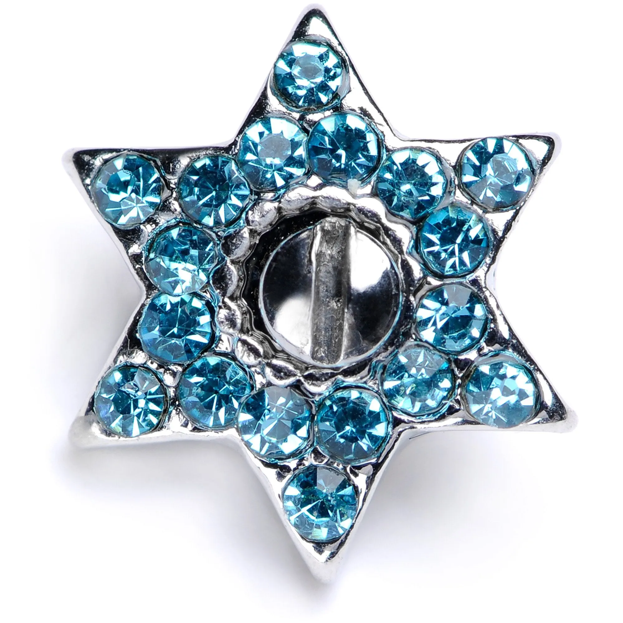14 Gauge Aqua Gem 10mm Six Point Star Dermal Top