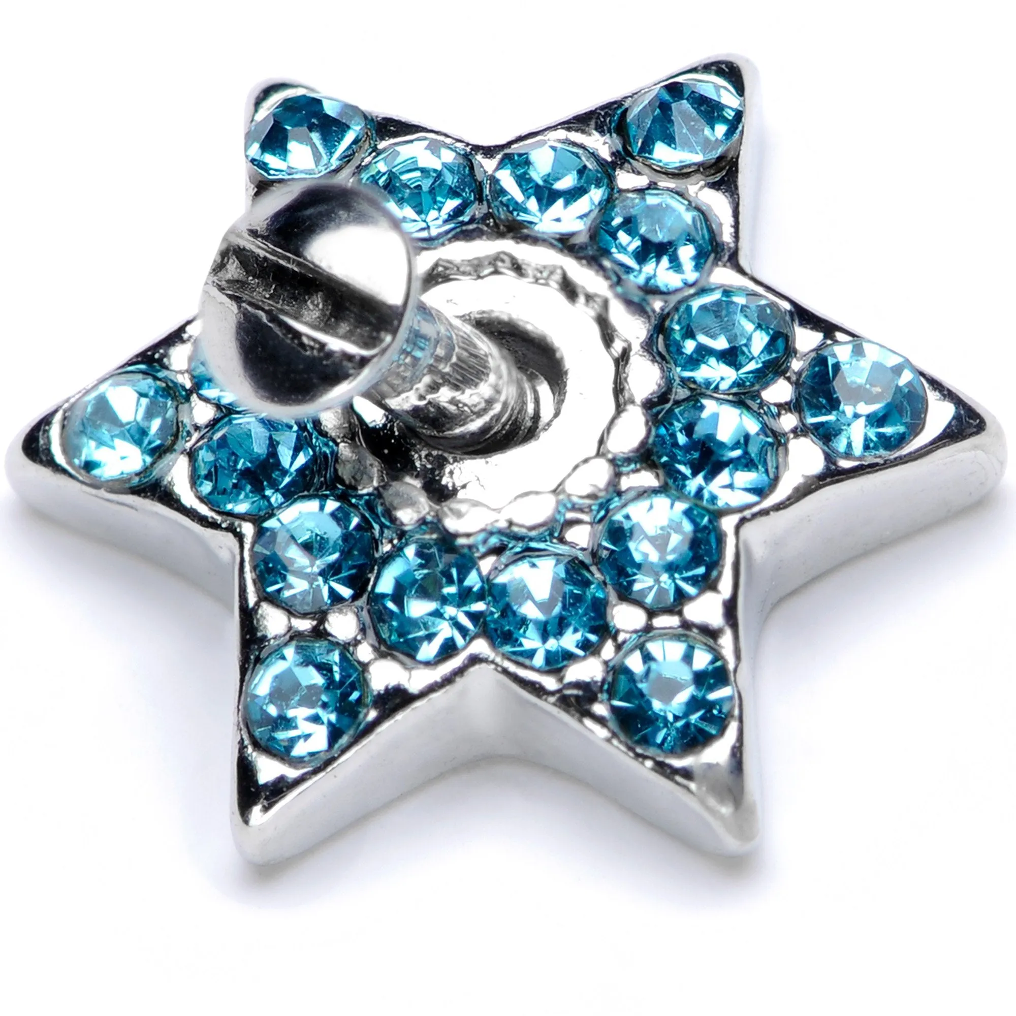 14 Gauge Aqua Gem 10mm Six Point Star Dermal Top