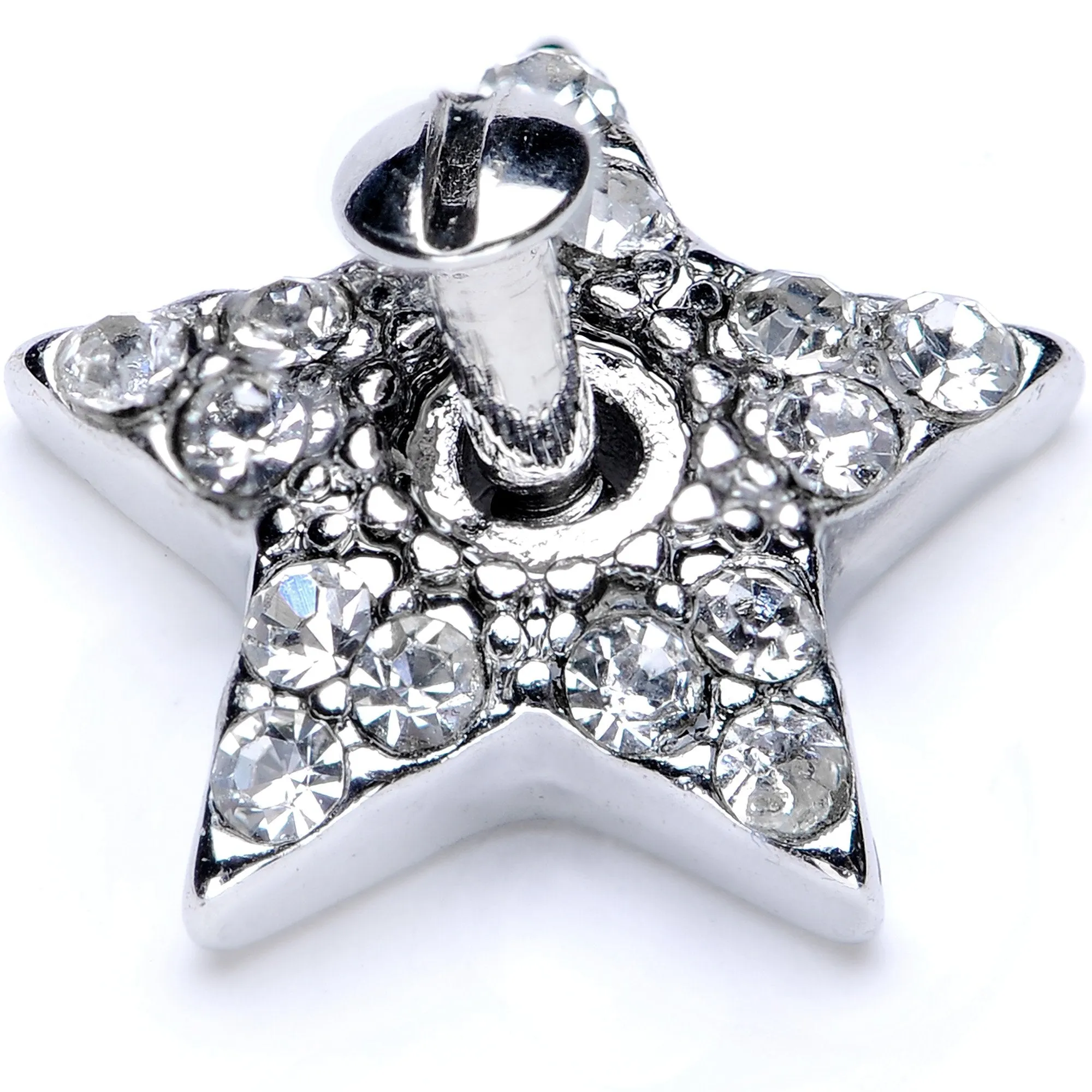 14 Gauge Clear Gem 10mm Five Point Star Dermal Top