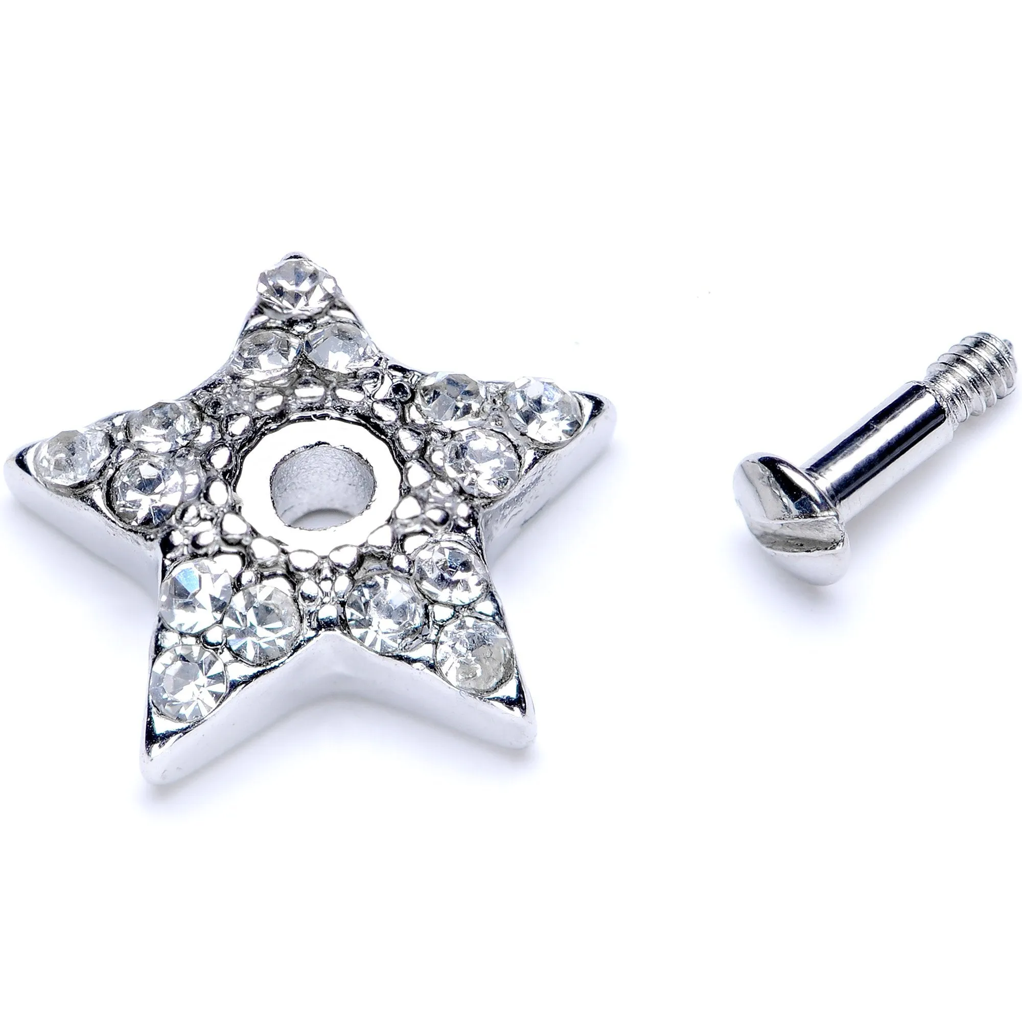14 Gauge Clear Gem 10mm Five Point Star Dermal Top