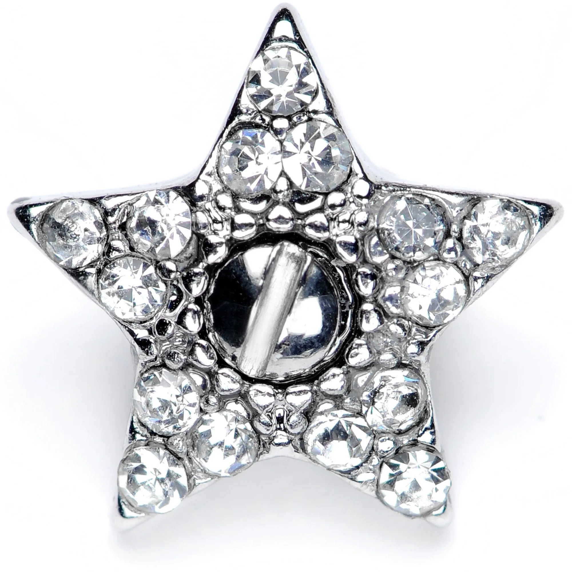 14 Gauge Clear Gem 10mm Five Point Star Dermal Top