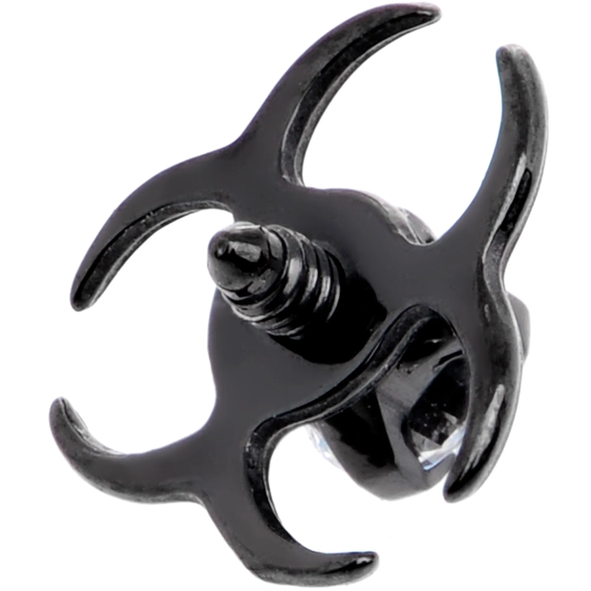 14 Gauge Clear Gem Black Biohazard Dermal Anchor Top