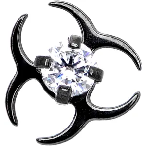 14 Gauge Clear Gem Black Biohazard Dermal Anchor Top