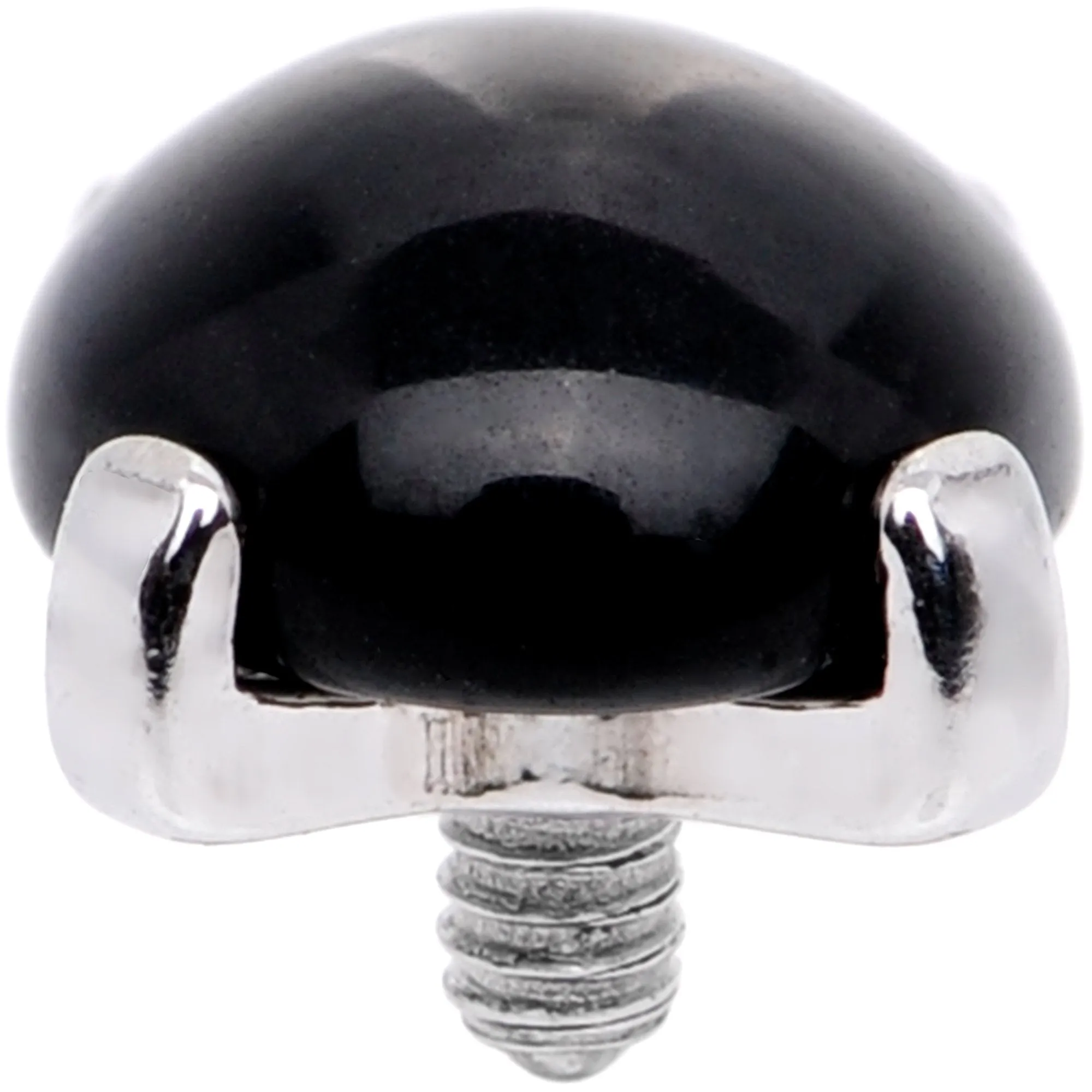 14 Gauge Natural Black Agate Externally Threaded Dermal Anchor Top