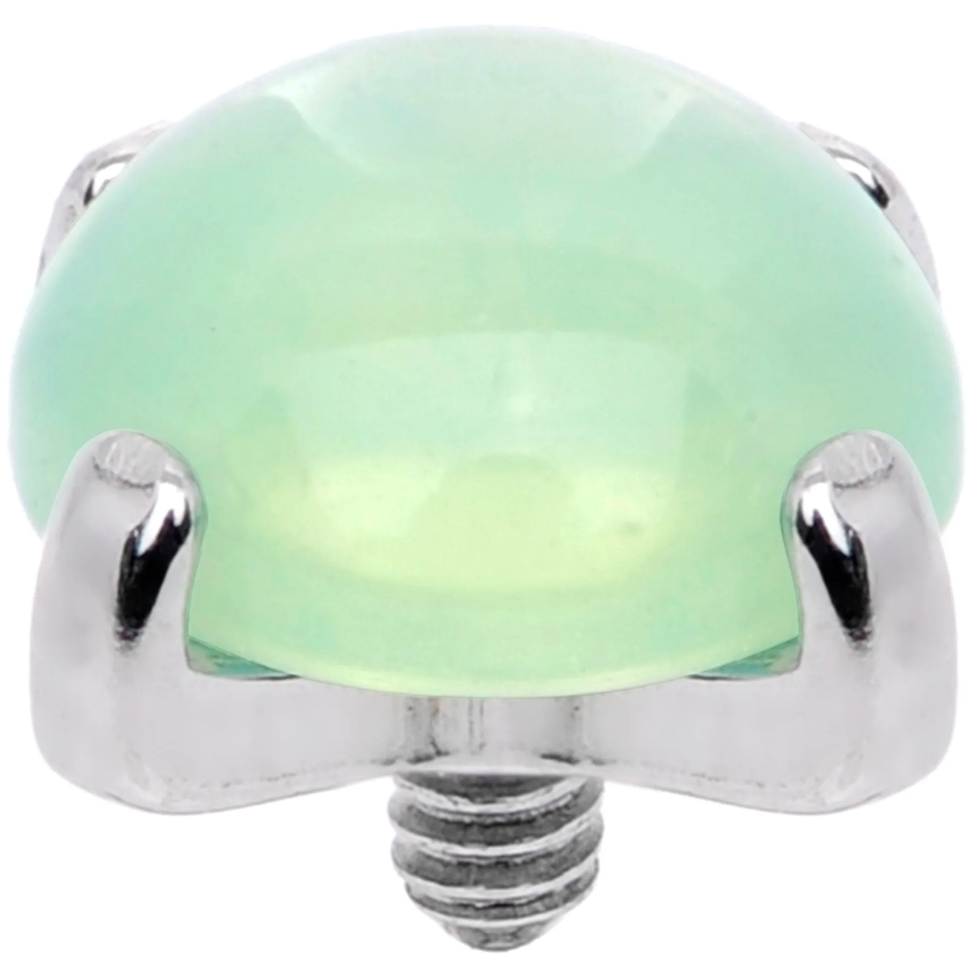 14 Gauge Natural Green Jade Externally Threaded Dermal Anchor Top