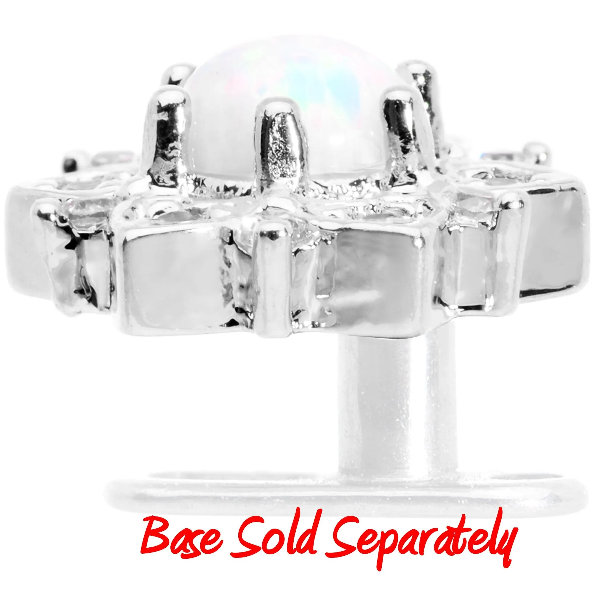 14 Gauge White Faux Opal Floral Glam Dermal Anchor Top
