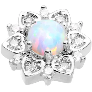 14 Gauge White Faux Opal Floral Glam Dermal Anchor Top