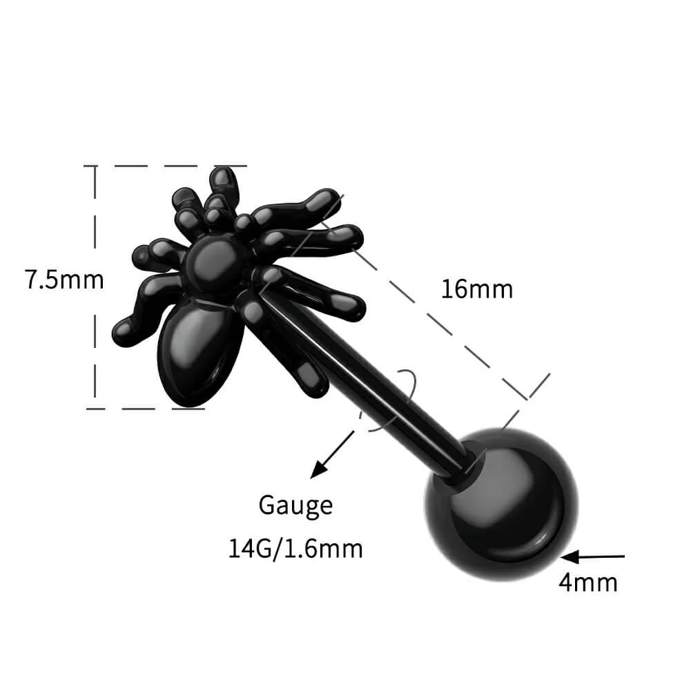 14G Internally Threaded Spider Tongue Piercing Ring
