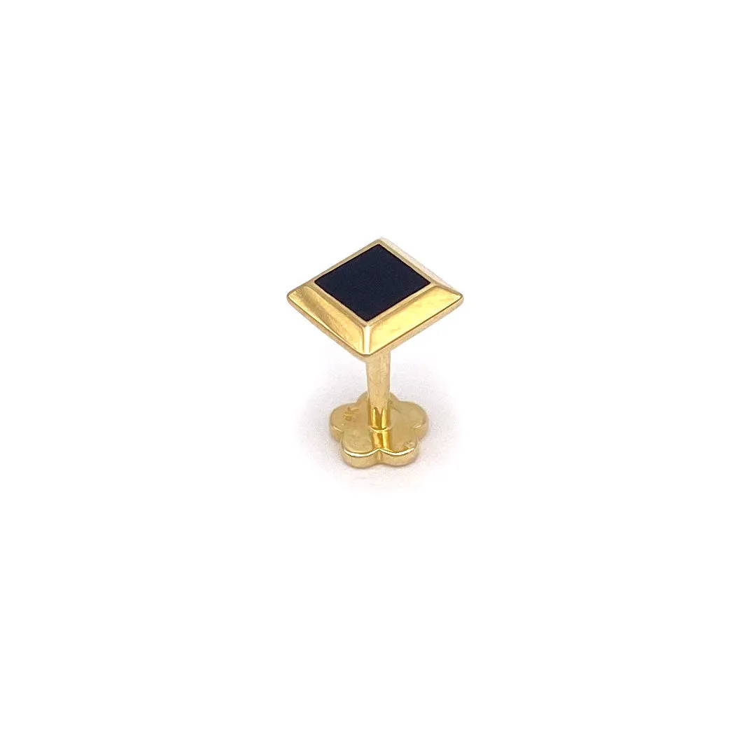 14k Black Enamel Square Internal Threaded Stud