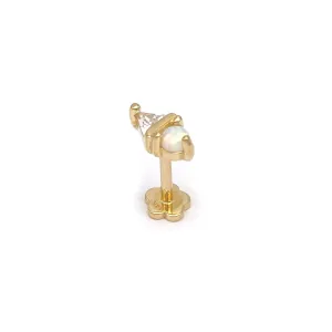 14k CZ & Opal Internal Threaded Stud