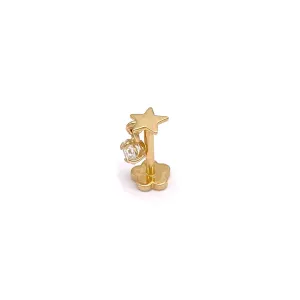 14k CZ Star & Hanging Stone Internal Threaded Stud