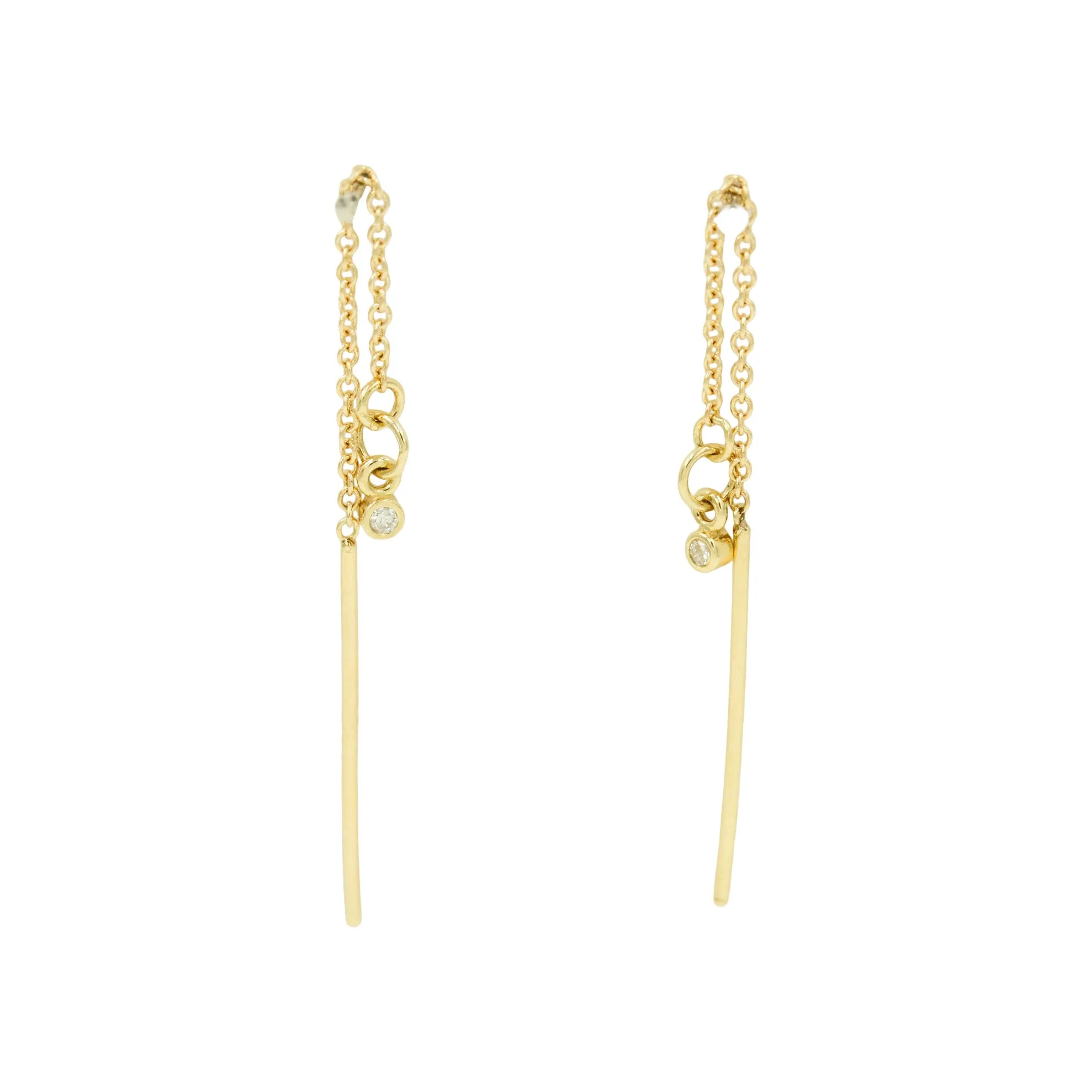 14k Diamond Chain Threader Earrings