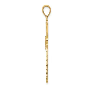 14K Diamond-cut Cross Pendant