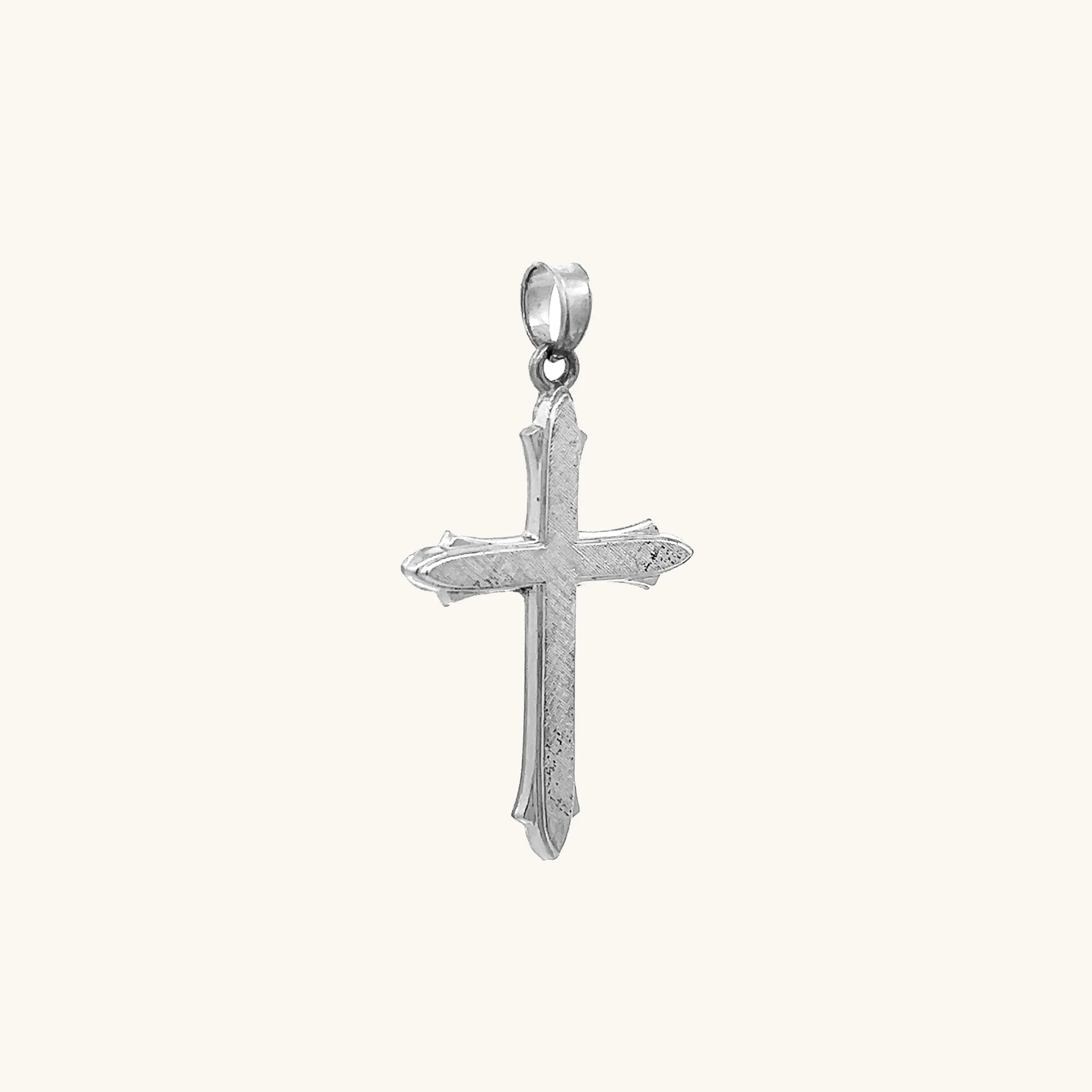 14K GOLD TEXTURED CROSS PENDANT