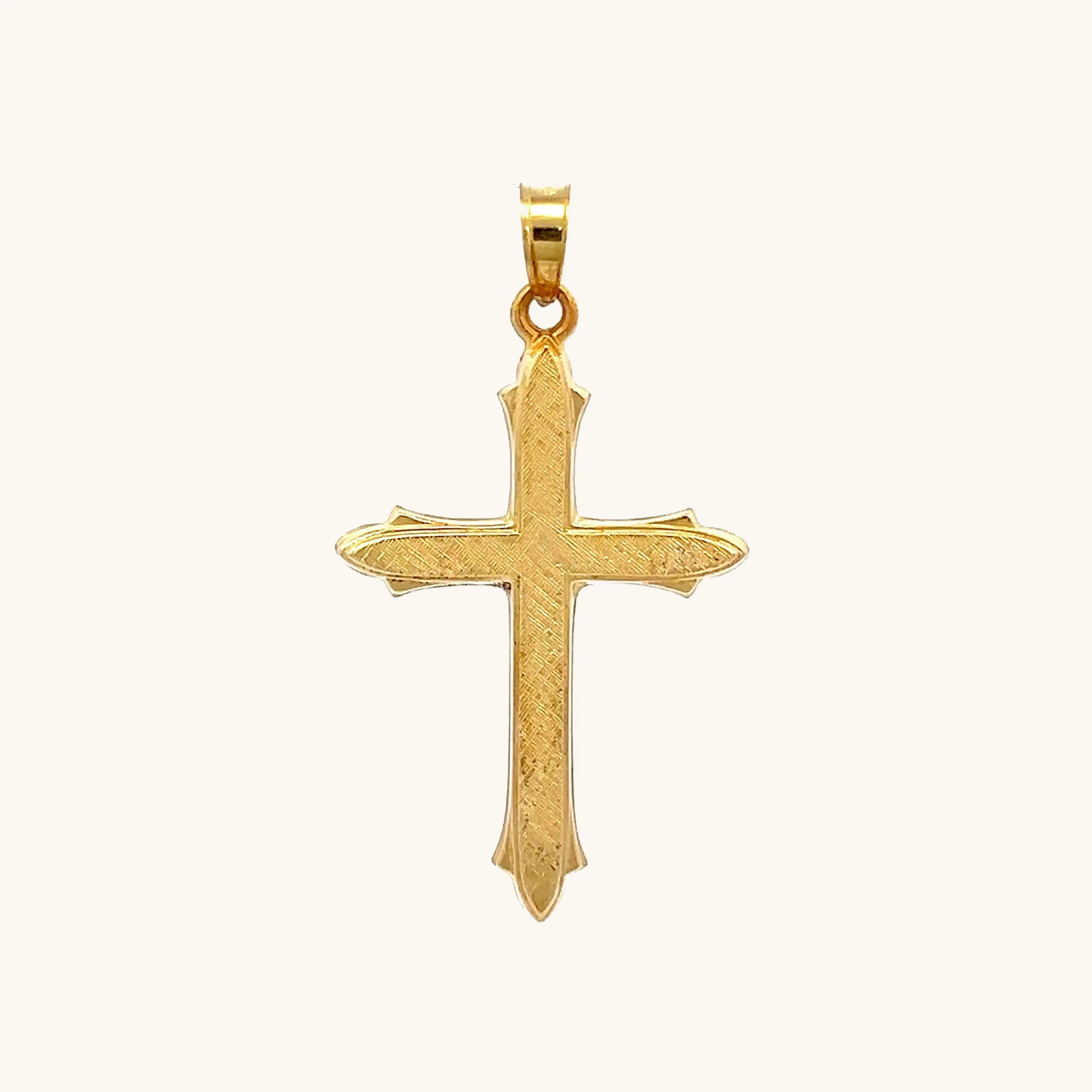 14K GOLD TEXTURED CROSS PENDANT