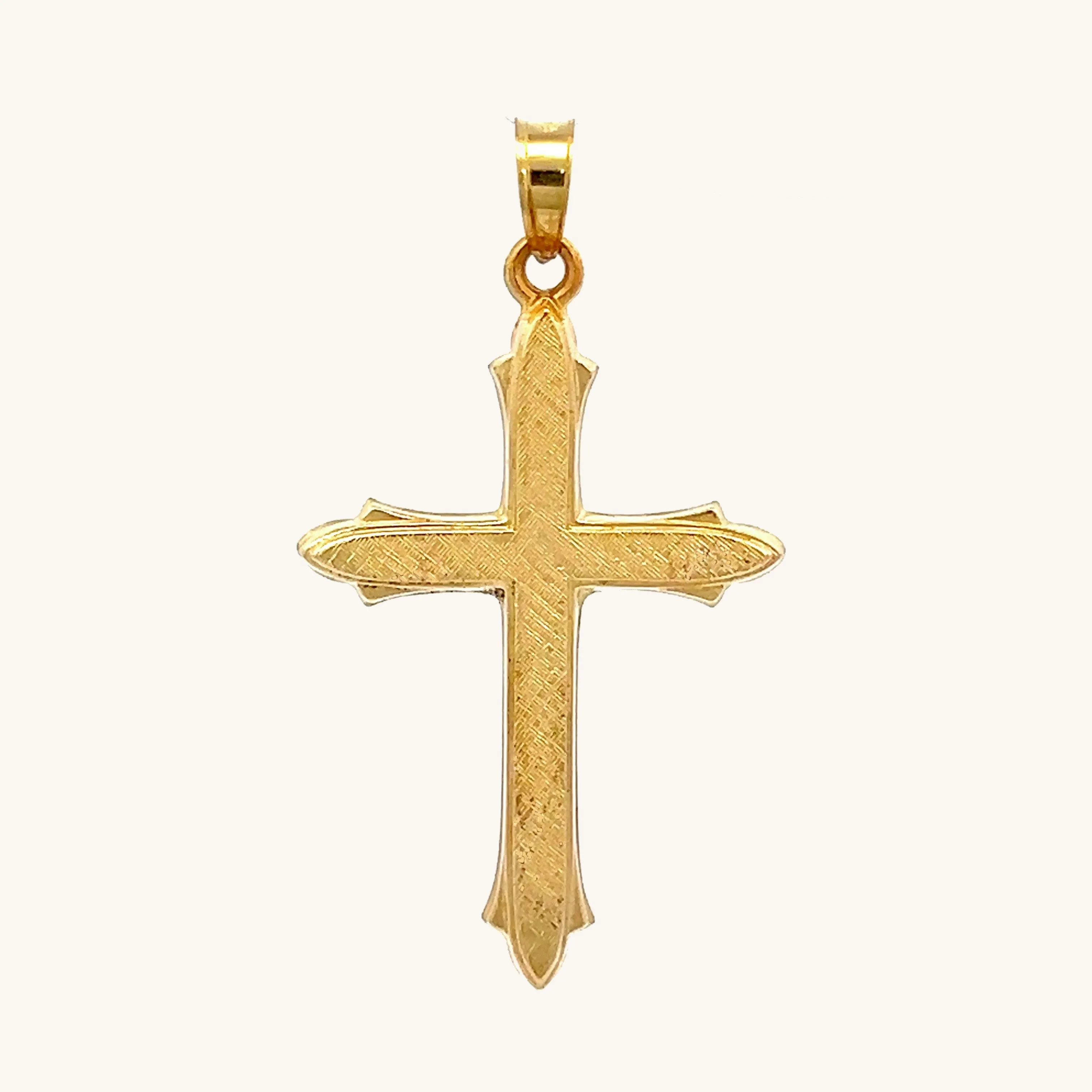 14K GOLD TEXTURED CROSS PENDANT