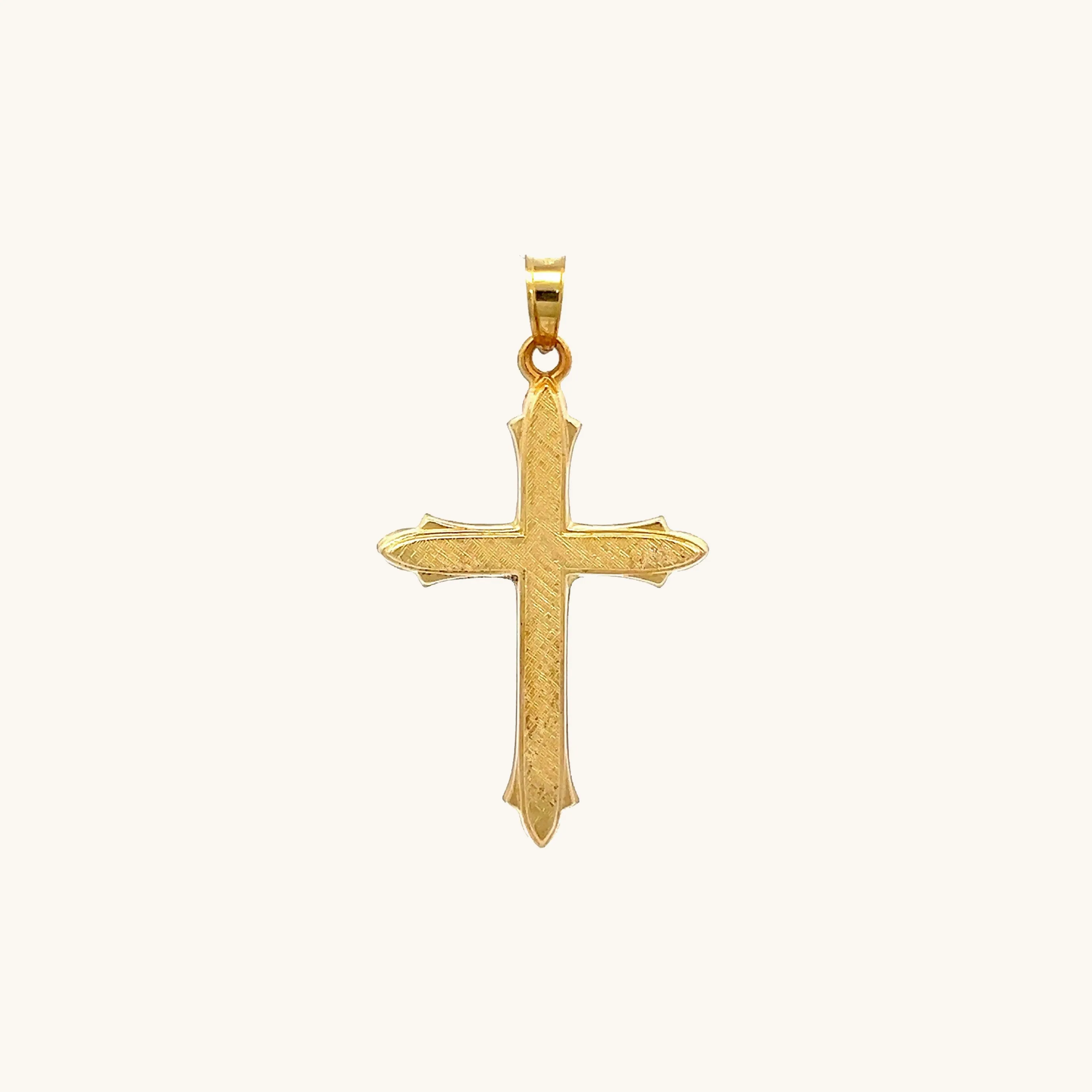 14K GOLD TEXTURED CROSS PENDANT