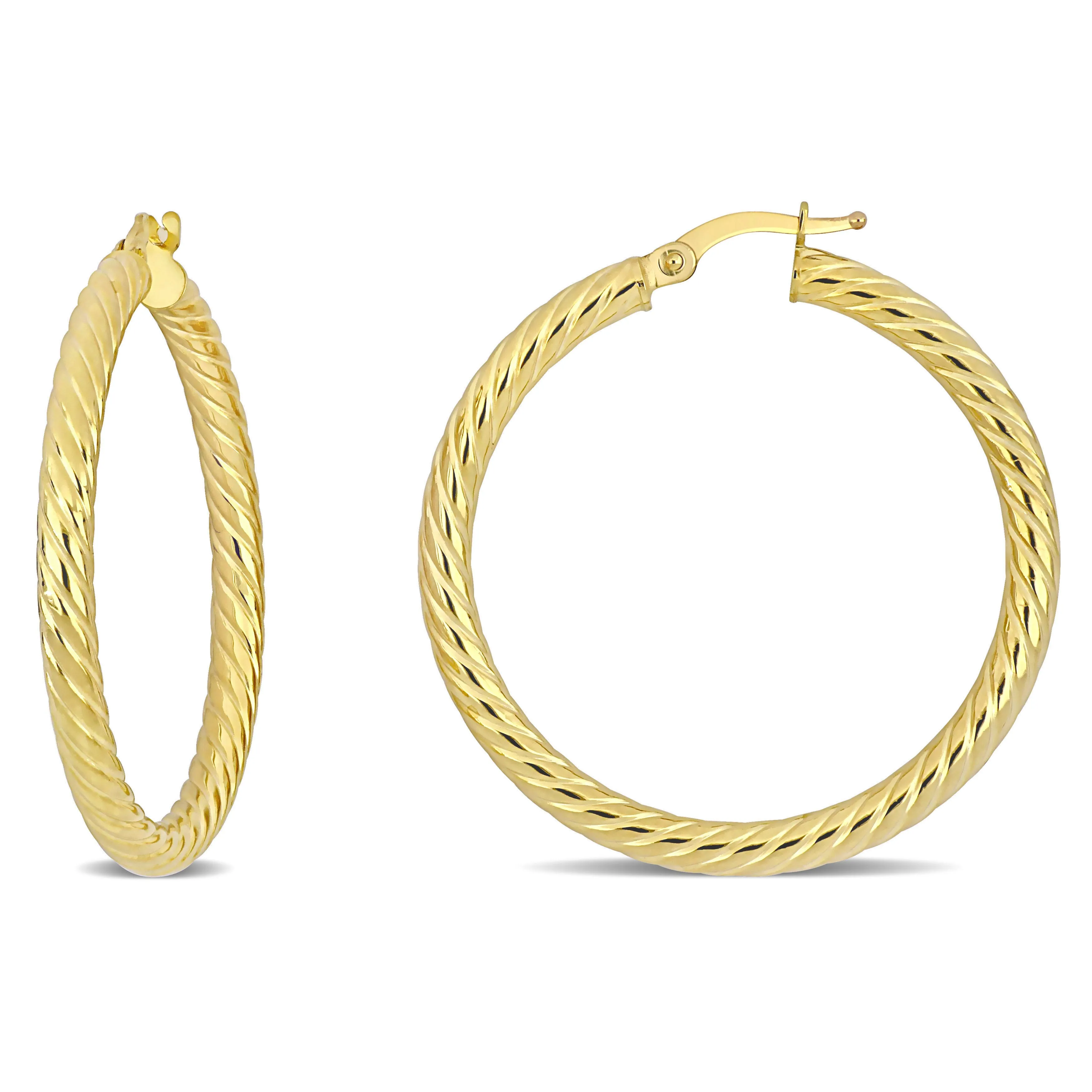14K Gold Textured Hoops