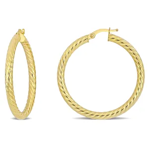 14K Gold Textured Hoops