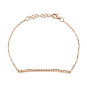 14K Rose Gold 0.17Ct Diamond Bar Bracelet.