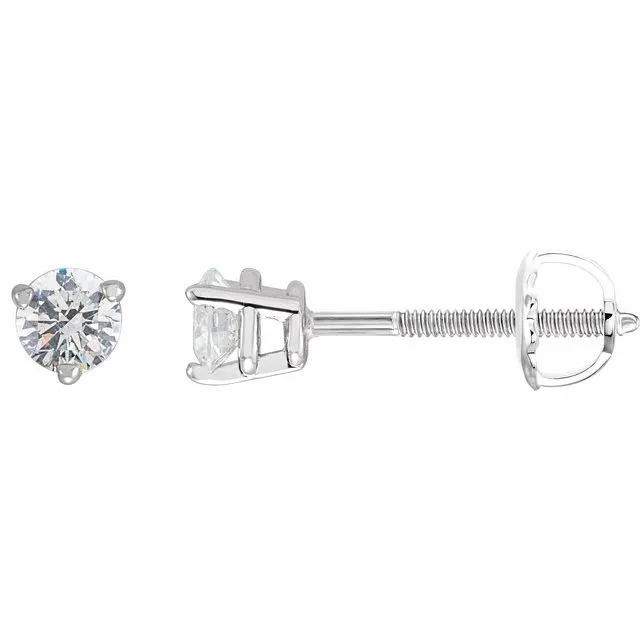 14K White Gold 1/3 CTW Natural Diamond Threaded Post Earrings