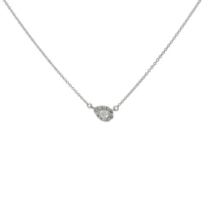 14K WHITE GOLD .35CT G VS2 PEAR SHAPE WITH HALO PENDANT