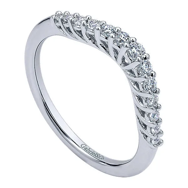 14k White Gold Contemporary Curved Anniversary Band