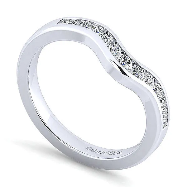 14k White Gold Contemporary Curved Anniversary Band
