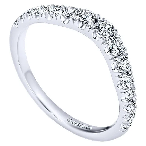 14k White Gold Contemporary Curved Anniversary Band